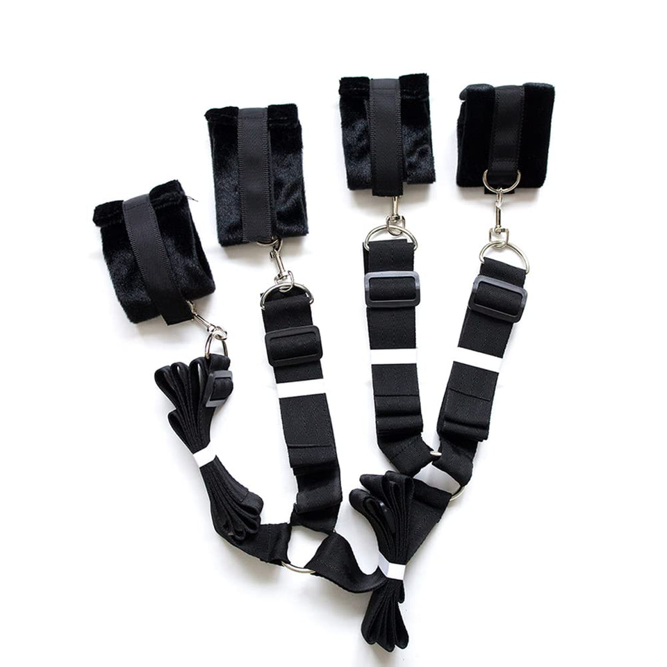 Bed Restraints Kit, Romi Adjustable Fetish Sex Bondage Bedroom BDSM Toy with Hand Cuffs Ankle Cuff for Couple