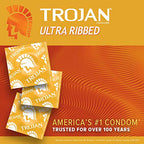 Trojan Stimulations Ultra Ribbed Spermicidal Condoms, 12 Count