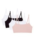 Fruit of the Loom Womens Spaghetti Strap Cotton Pullover Sports Bra, Blushing Rose/White/White/Black 4-Pack, 40