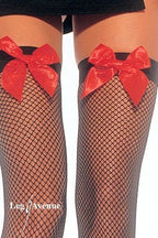 Bow Top Fishnet Thigh Highs