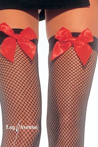 Bow Top Fishnet Thigh Highs