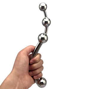 Metal Double-Headed Dildo Female G-Spot Stimulation Pull Bead Anal Plug Massage Masturbation Device Adult Sex Toy