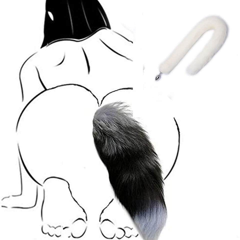 Ooiixx Butt Plug Fox Tail Cosplay Anal Plug Anal Butt Plug Adult Sex Toys for Beginner Women Men Couple (31 '' White)
