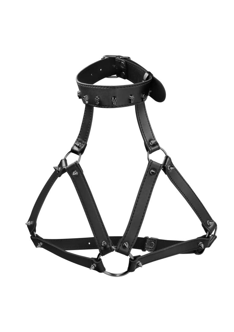 (WD) OUCH! SKULLS & BONES HARN W/ SKULLS & SPIKES BLACK