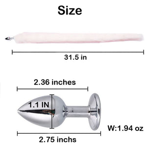 Ooiixx Butt Plug Fox Tail Cosplay Anal Plug Anal Butt Plug Adult Sex Toys for Beginner Women Men Couple (31 '' White)