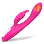 G Spot Rabbit Vibrator with Heating Function and Bunny Ears for Clitoris G-spot Stimulation,Waterproof Dildo 9 Powerful Vibratio