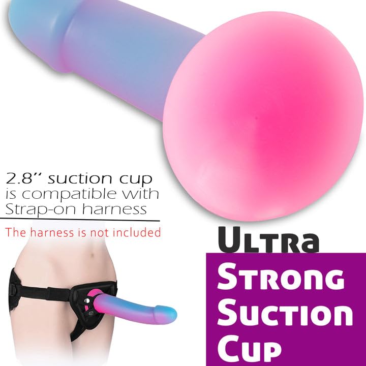 7 Inch Silicone Realistic Dildo,Colorful Glowing Penis Toy for Vaginal and Anal Sex,Adult Sex Toy for G-spot and Prostate Orgasm