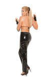 Womens Zip Front Vinyl Pants-Black-Small