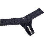 Crotchless Panties W/Pearl Beads Blk Sm