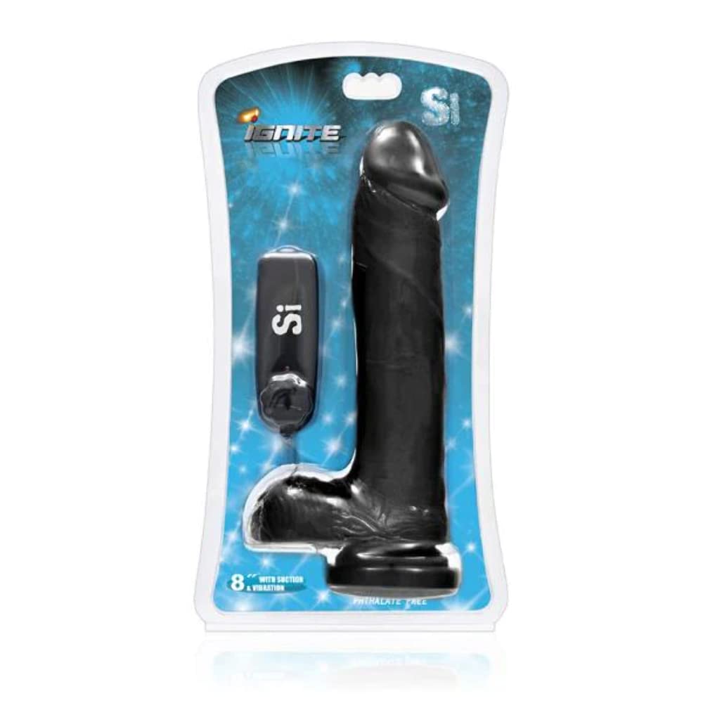 Si Novelties Cock With Balls  Egg And Suction  Black  8 Inch  1936 Ounce