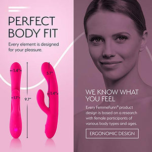 Femme Funn Ultra Rabbit Vibrator Dildo - 7 Speeds & Usb Rechargeable - Clit Stimulator Rabbit Dildo For Women (Pink)