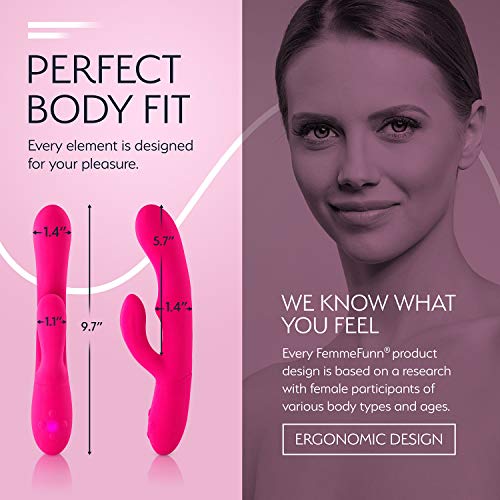 Femme Funn Ultra Rabbit Vibrator Dildo - 7 Speeds & Usb Rechargeable - Clit Stimulator Rabbit Dildo For Women (Pink)