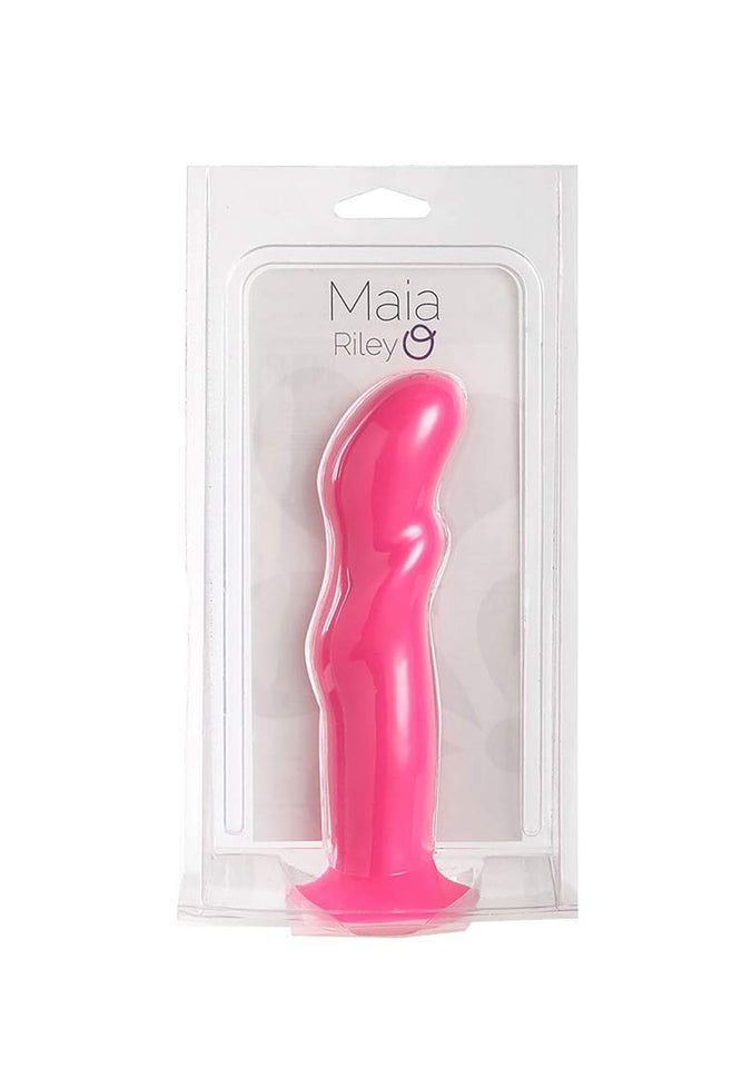 Riley Silicone Swirled Dong - Neon Pink