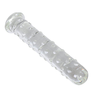 Epichao Large Dotted Glass Dildo Crystal Penis Big G-spot Stimulator Female Masturbation Sex Pleasure Wand (Medium)