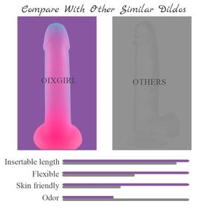 7 Inch Silicone Realistic Dildo,Colorful Glowing Penis Toy for Vaginal and Anal Sex,Adult Sex Toy for G-spot and Prostate Orgasm