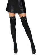 Leg Avenue Women'S Satin Bow Accent Thigh Highs, White/Light Pink, One Size