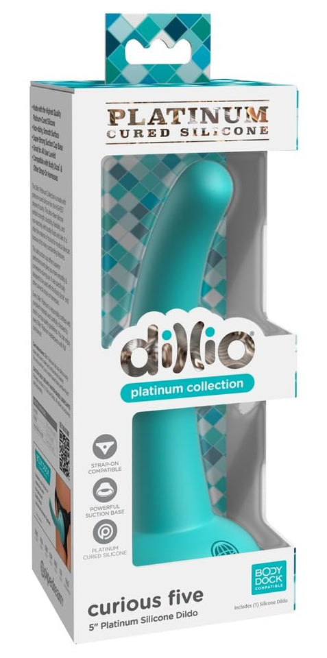 Pipedream Prorducts - Dillio Platinum Collection Curious Five 5 Platinum Cured Silicone Dildo - Teal