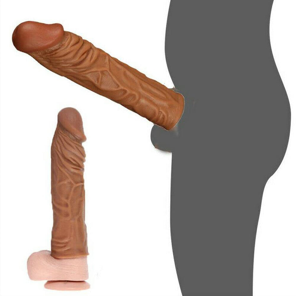 MPXOJII 2 Pcs Reusable Penis Sleeve Extender Ultra-Soft Extension Sex Toy Cock Enlarger Applicative for Men & Couple
