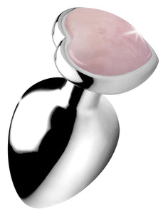 (D) Booty Sparks Gemstones La Heart Anal Plug Rose Quartz