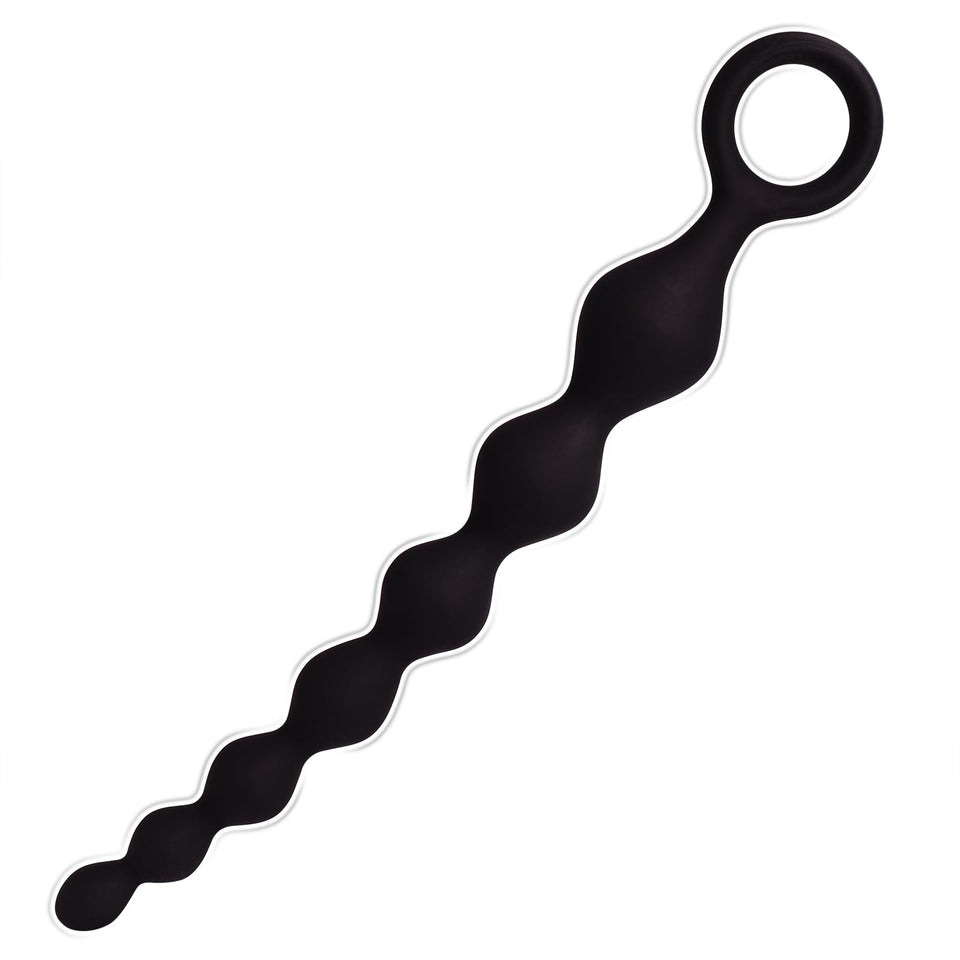 8.2-Inch Anal Beads Butt Plug with Pull Ring, Beginner 's Design G-Spot Stimulator with 7 Progressive Beads, Soft Silicone Prost