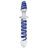 Adam & Eve Twisted Love Glass Dildo, Clear/Blue, 9 Long | Hypoallergenic And Textured Double-Ended Dildo And Butt Plug For Men, Women, And Couples