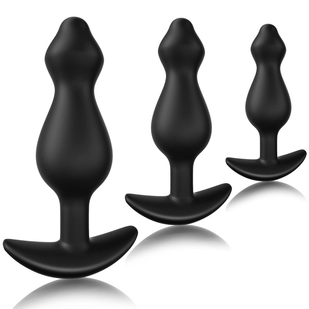 Anal Plug Training Set, Silicone Anal Beads Plug Kit for Comfortable Long-Term Wear Prostate Massager Sex Toy with Narrow Flared