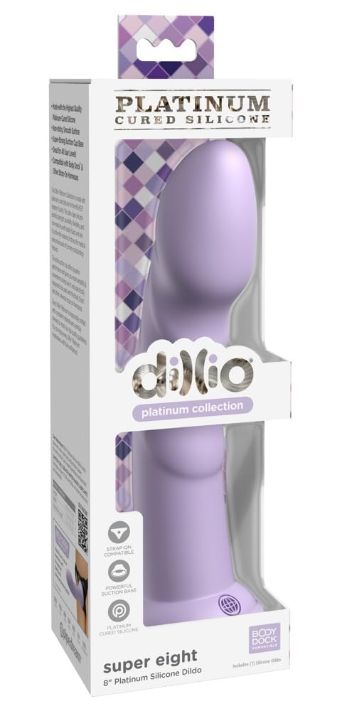 Pipedream Prorducts - Dillio Platinum Collection - Super Eight 8 Platinum Cured Silicone Dildo - Purple