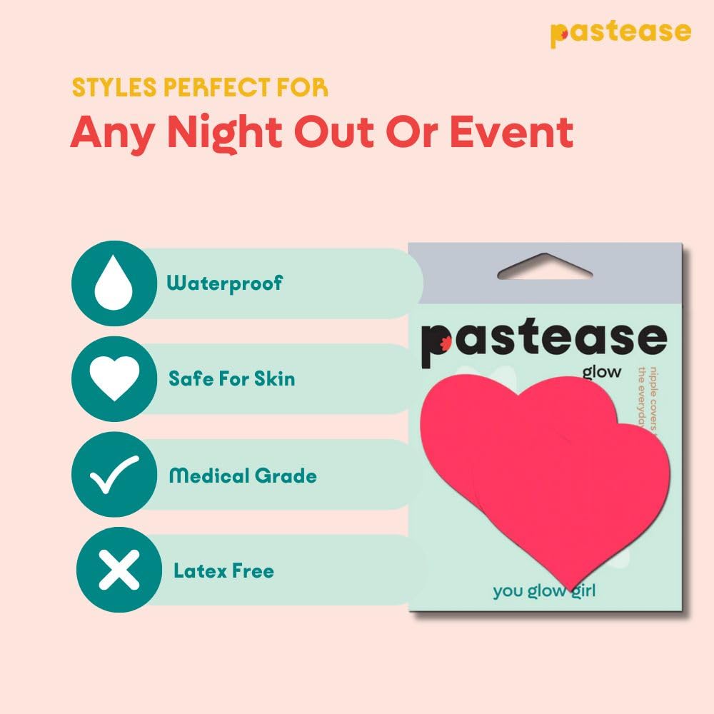 Pastease Love Glow In The Dark Neon Pink Hearts