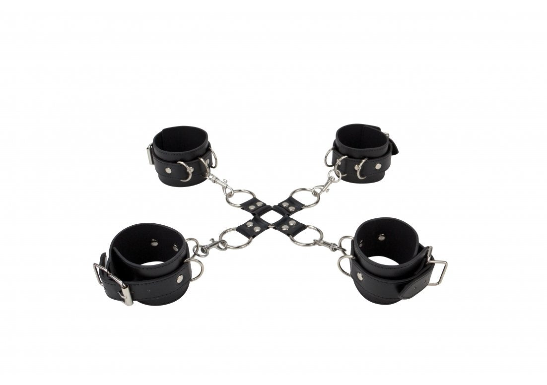 Ouch Leather Hand And Leg Cuffs, Black