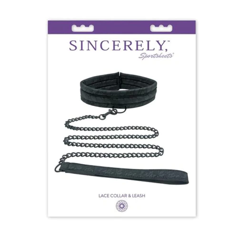 Lace Collar And Leash Restraint For Bdsm, Bondage And Power Play Black