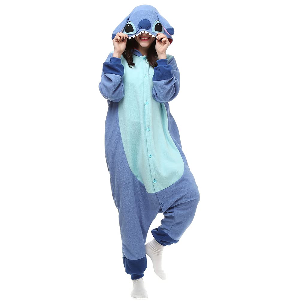 ROYAL WIND Adult Stich Costume Onesie Animal Pajamas Halloween Cosplay Costumes Sleepwear Homewear Party Wear Blue M