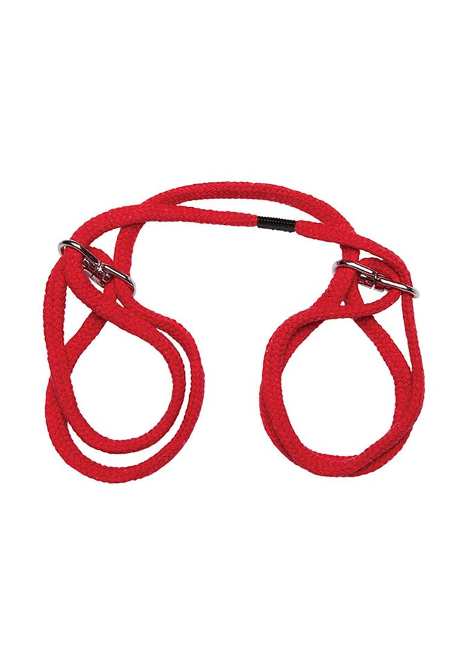 Doc Johnson Japanese Style Bondage - 100% Cotton Wrist Or Ankle Cuffs - Quick, Easy Use And Removal, Red