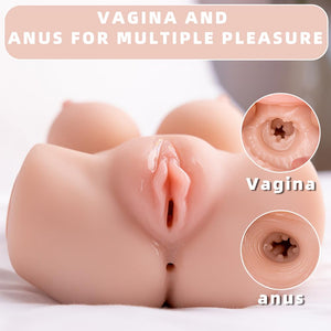Vibrating Female Sex Doll Torso Automatic Male Masturbators with Sucking Motor, 3D Pocket Pussy Vibrator Adult Sex Toys for Men