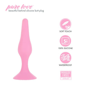 Pure Love Silicone Anal Butt Plug 4.5'', Adult Sex Toy, Classic Sex Toy, Pink