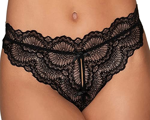 Dg Lace Tenga Open-Crotch Panty Black L