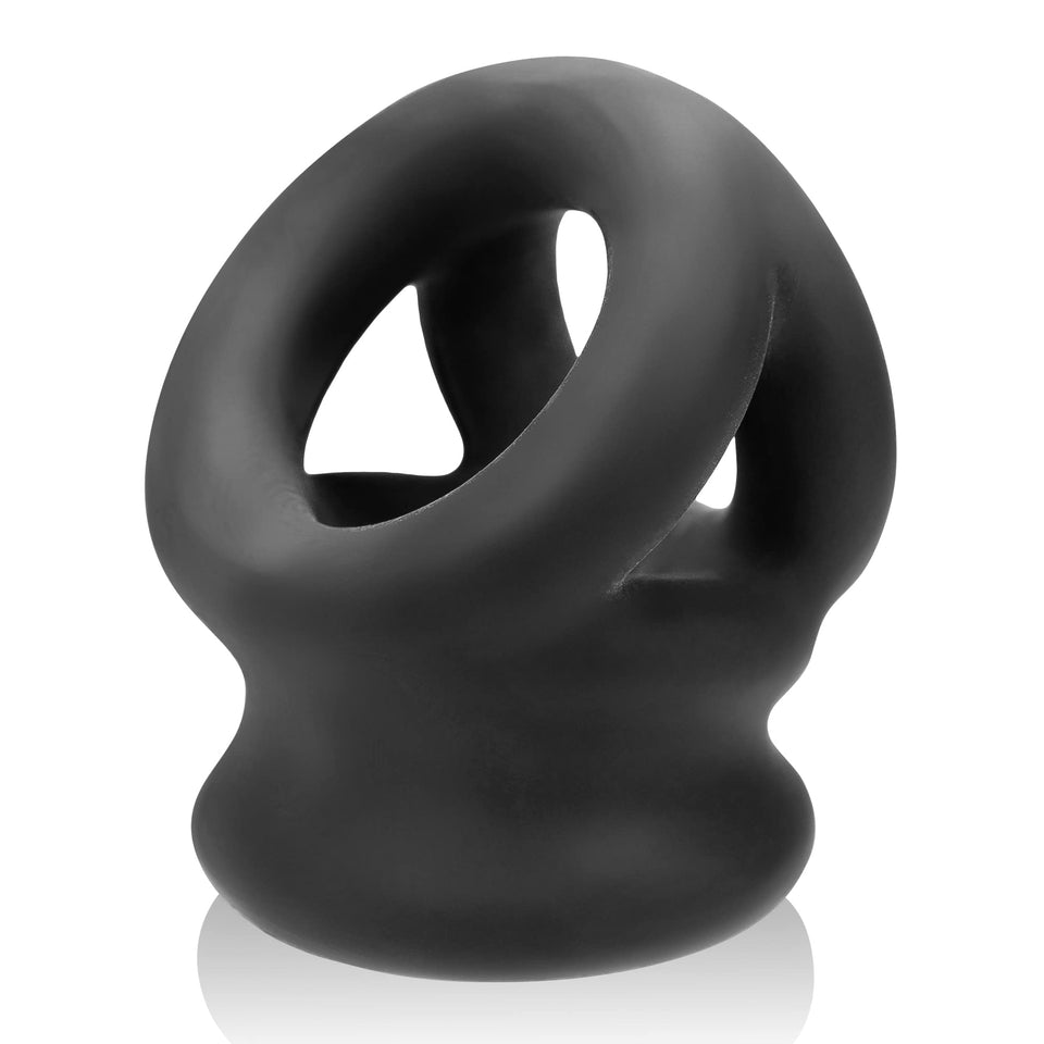 Oxballs TRI-Squeeze - Cock Ring & Ball Stretcher for Men - Testicle Stretcher & Bulge Enhancer - Stretchy Silicone Blend - Erect
