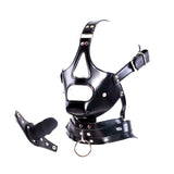 Leather Bondage With Detachable Silicone Dildo Mouth Gag Adjustable Head Harness Bdsm Fetish Slave Restraints For Men Women Coup