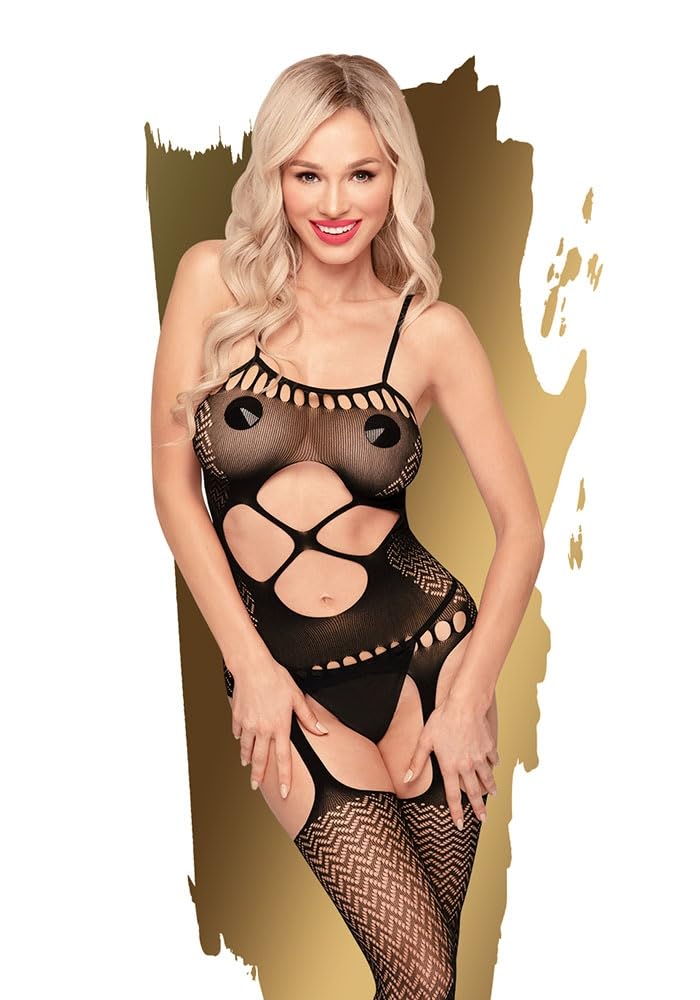 Penthouse Hot Nightfall Geometric Net Bodystocking-Black O/S-Boxed