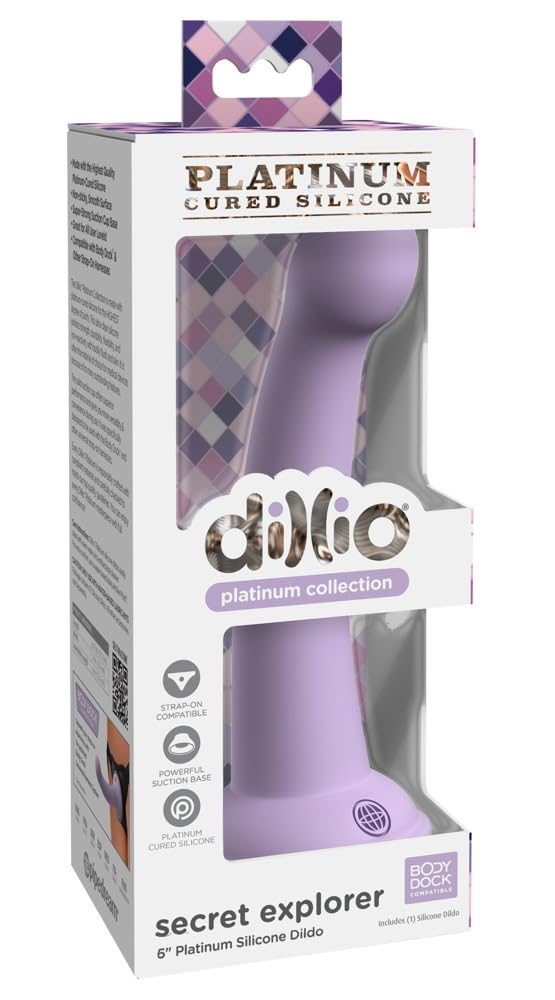 Pipedream Prorducts - Dillio Platinum Collection - Secret Explorer 6 Platinum Cured Silicone Dildo - Purple