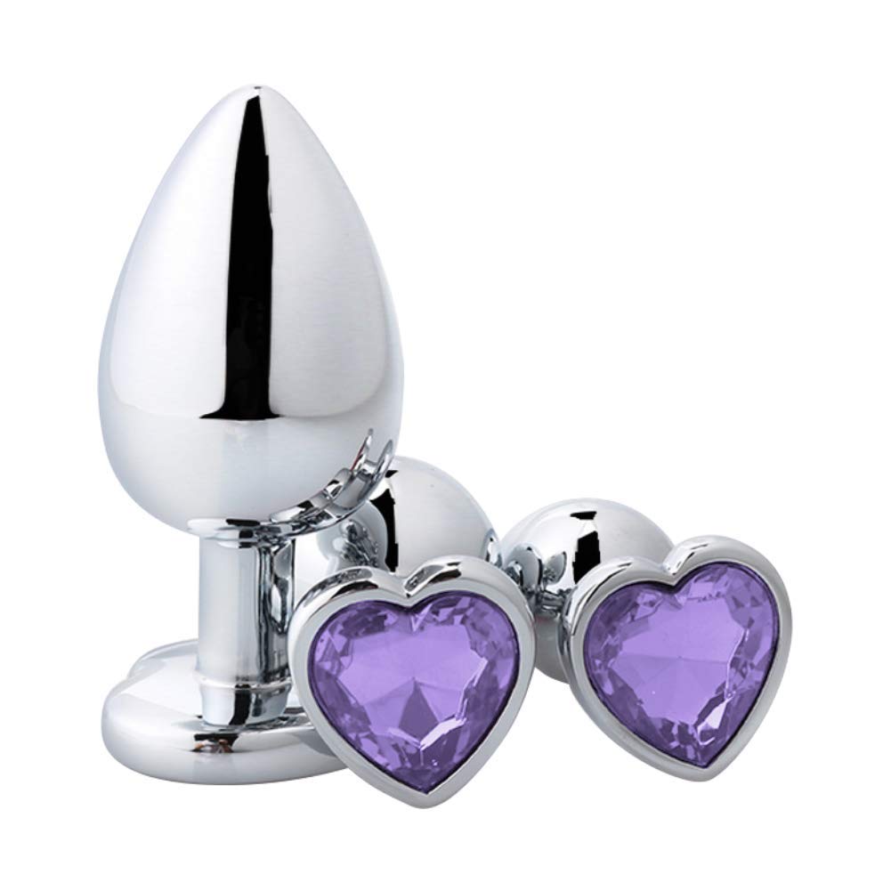 Anal Plugs Set Metal 3 PCS Butt Plug Anal Trainer Kit Women Men Sex Toys Heart Shaped Jewelry Valentine 's/Birthday Gift for Beg