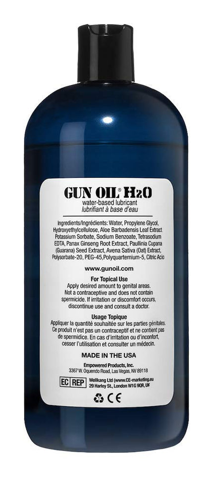 Gun Oil Water Based Lube 32 Ounce Premium Personal Lubricant Long Lasting Non Staining Condom Compatible Toy Safe Ph Balanced Hypoallergenic Paraben Free Intimate Lubes For Women Men & Couples