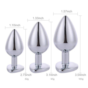 3 Pcs Stainless Metal Anal Butt Plugs Heart Shaped Jewelry Anal Trainer Toys Unisex Valentine 's/Birthday Gift for Lover Romi