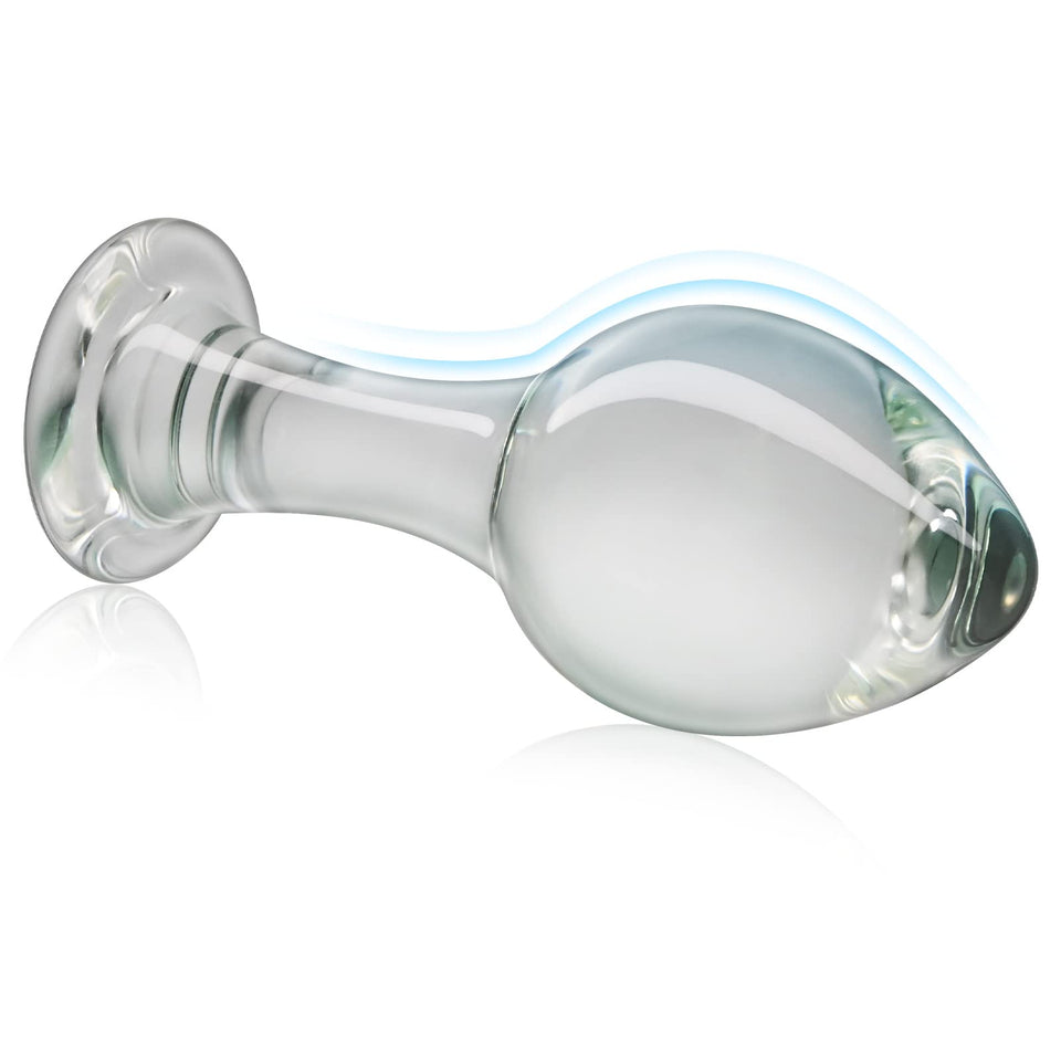 Anal Butt Plug Glass Anal Trainer with Long Neck Crystal Pleasure Wand with Tapered Head Unisex Adult Sex Toy for Men Women Play