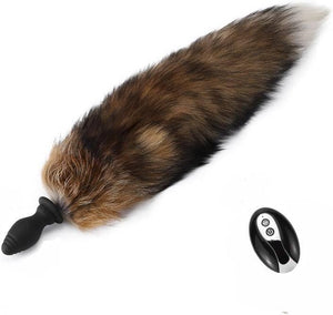 Fox Tail-Vibrating Anal Plug Remote Control -Vibrator Butt Plug Anal Role Play Flirting Animal Tail Sex Toy for Men Women Couple