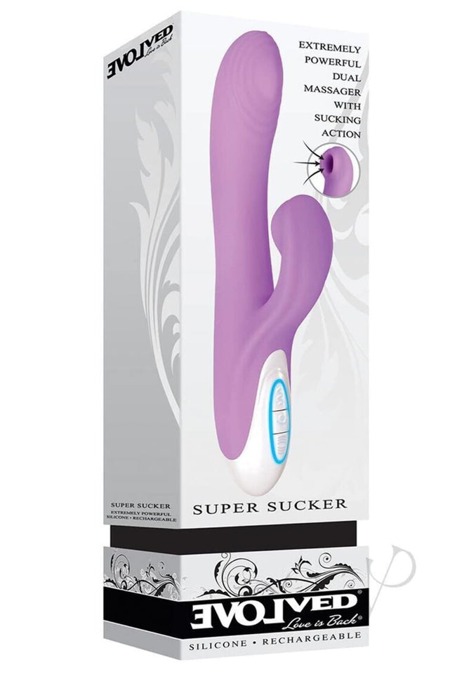 Evolved Love Is Back Super Sucker Silicone Rechargeable Rabbit G-Spot Vibrator Pinkpurple
