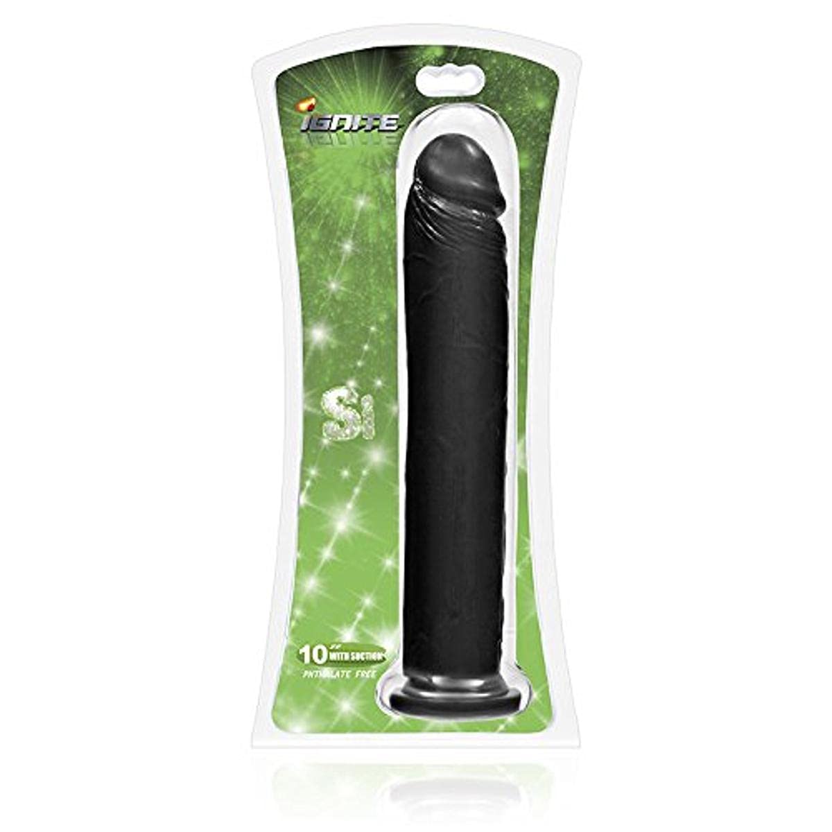 Ignite Cock Dildo with Suction Cup, Black, 10 Inch