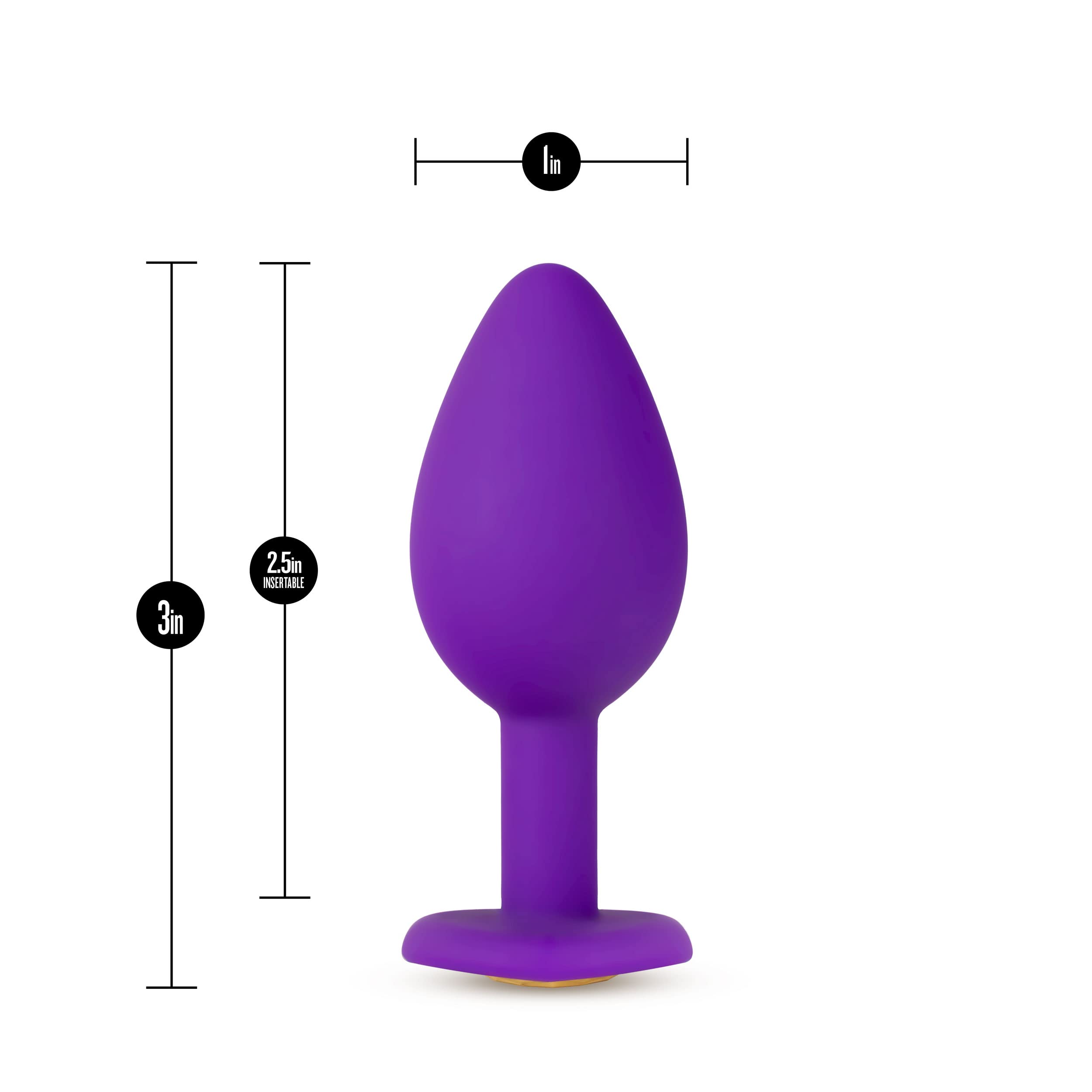 Blush Novelties Temptasia Bling Plug - Satin Smooth - Body Safe Platinum Silicone - Small Butt Plug - Heart Shaped Gem Tapered F