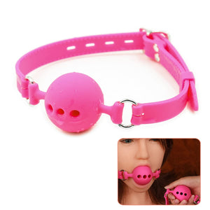Silicone Breathable Ball Gag - Ball Gag Breathable Silicone Ball with Holes Open Mouth Gag Sex Toy for Adult Bondage Restraints