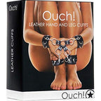 Ouch Leather Hand And Leg Cuffs, Black