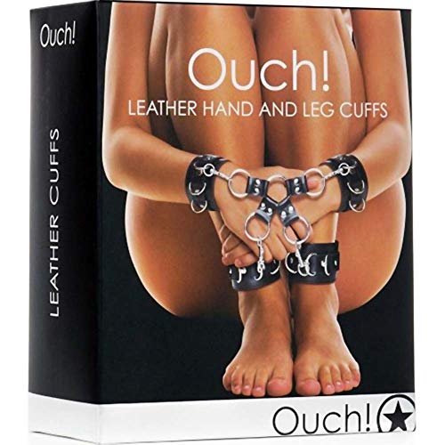 Ouch Leather Hand And Leg Cuffs, Black